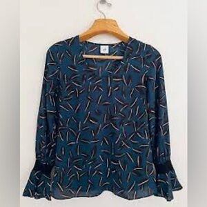 CAbi Blue Patterned Blouse